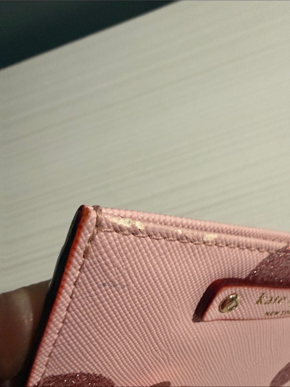 Kate Spade New York Haven Lane Graham card case wallet in pink with glitter dots - Picture 3 of 6